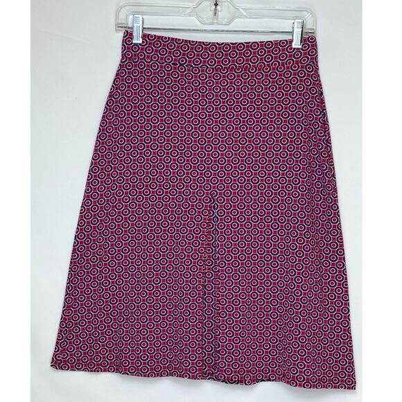 Boden Women's Size 8L Red/Purple Geo Print A-Line Slip On Skirt - Picture 2 of 10